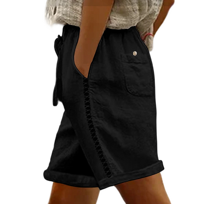 Women's Casual Drawstring Shorts with Lace Detail