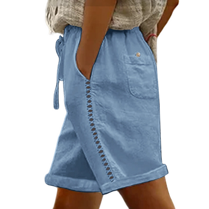 Women's Casual Drawstring Shorts with Lace Detail