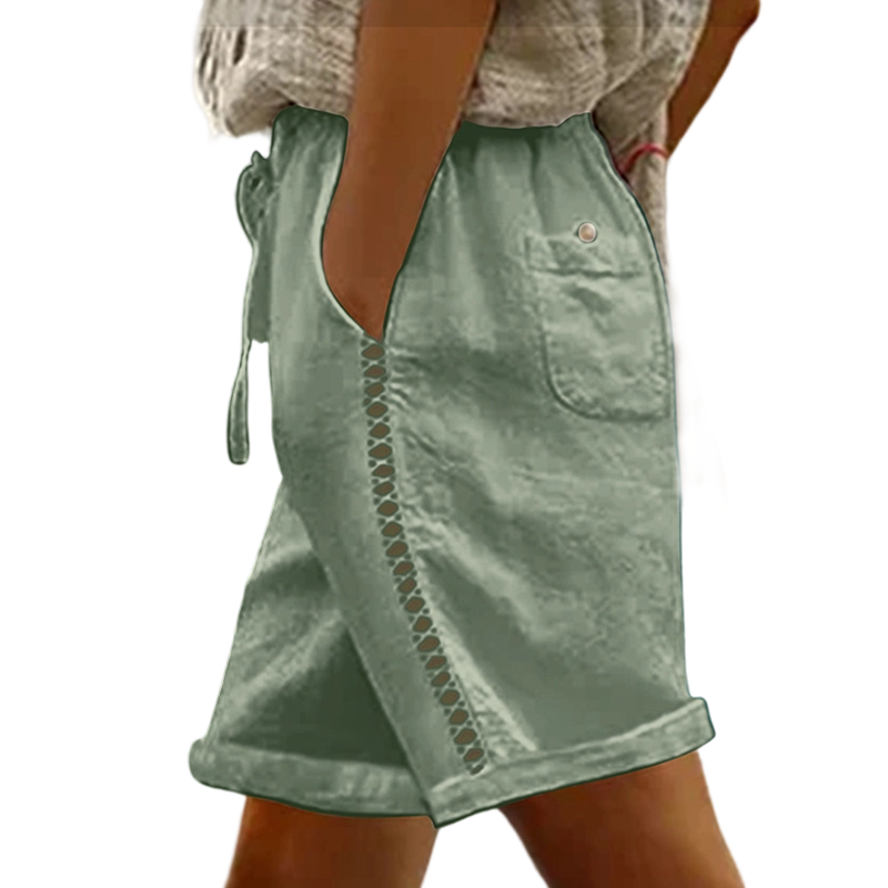 Women's Casual Drawstring Shorts with Lace Detail