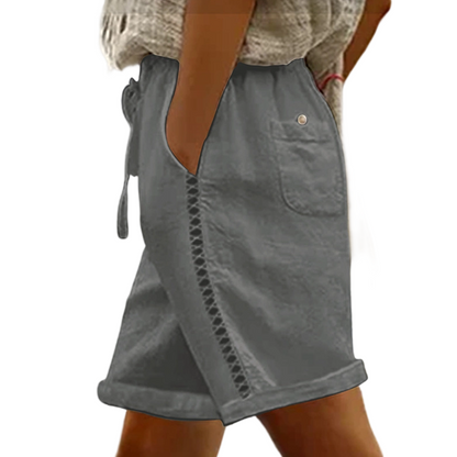 Women's Casual Drawstring Shorts with Lace Detail