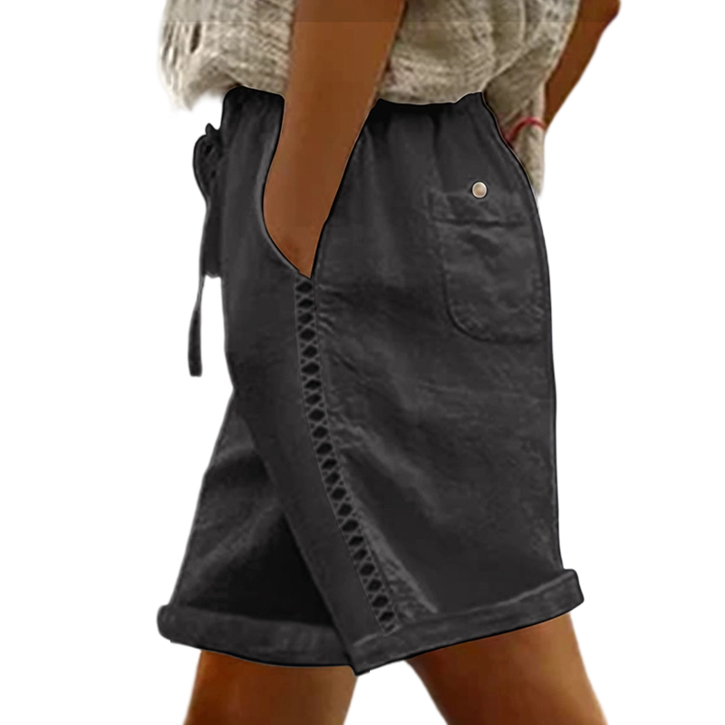 Women's Casual Drawstring Shorts with Lace Detail