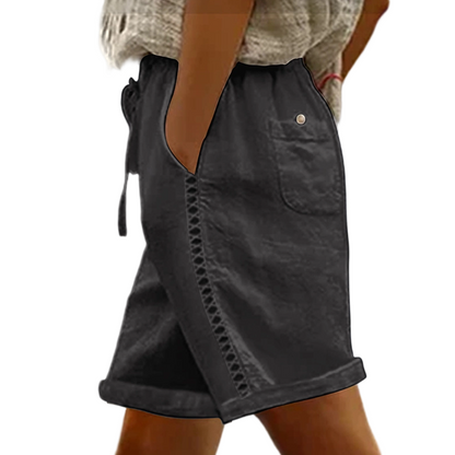 Women's Casual Drawstring Shorts with Lace Detail