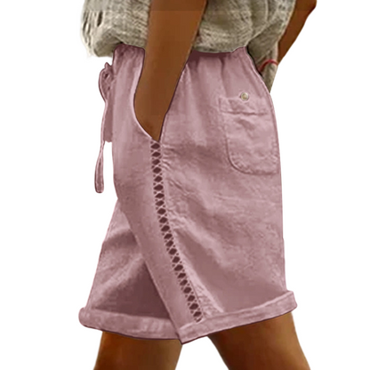 Women's Casual Drawstring Shorts with Lace Detail