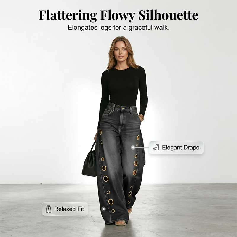 🔥 50% OFF · Women's Wide-Leg Pants with Ear Detail ✨