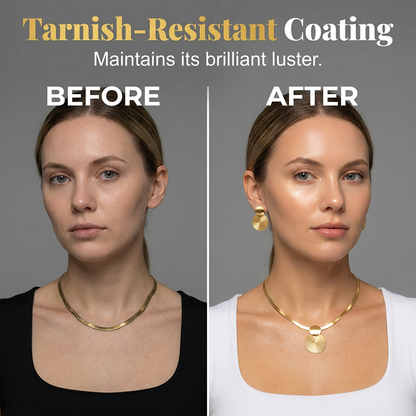 ✨Elegant Geometric Necklace & Earring Set | Premium Gold-Plated Flat Snake Chain Jewellery for Women 🔶