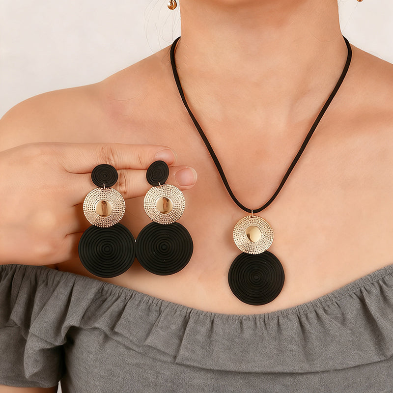 ✨Elegant Geometric Necklace & Earring Set | Premium Gold-Plated Flat Snake Chain Jewellery for Women 🔶