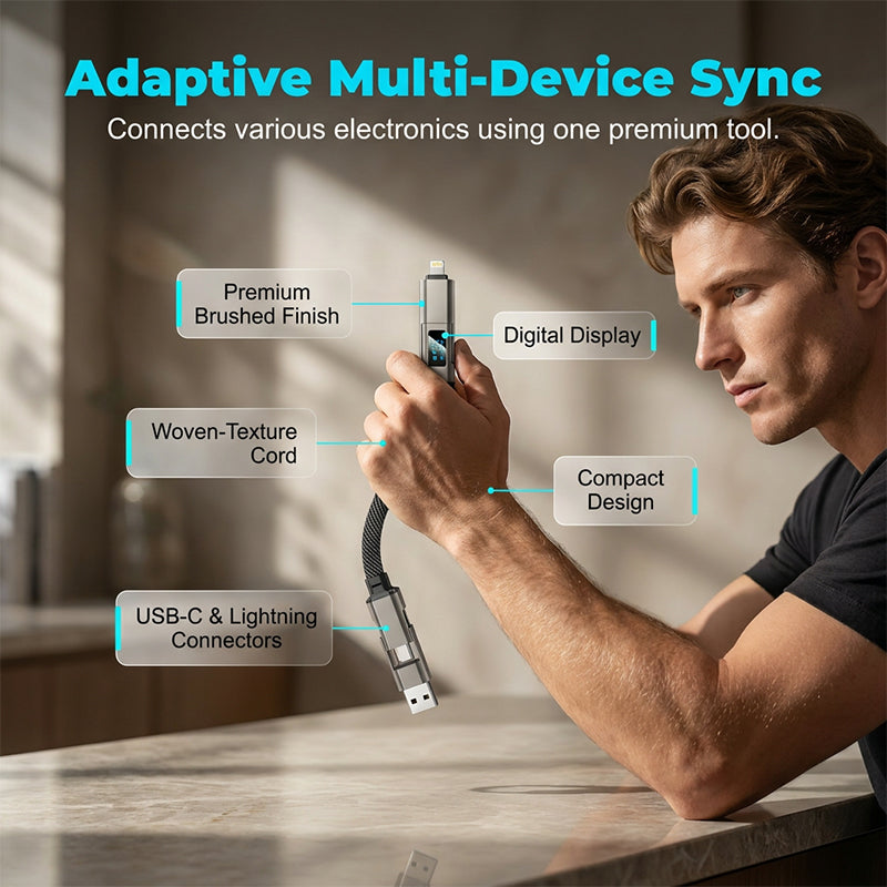 🔥HOT SALE50% OFF🔥4-in-1 Digital Display Keychain Charging Cable