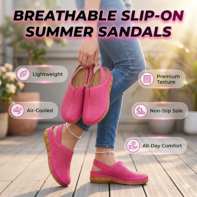 🎉Summer Explosion🏖️Women's Casual Perforated Wedge Slingback Sandals