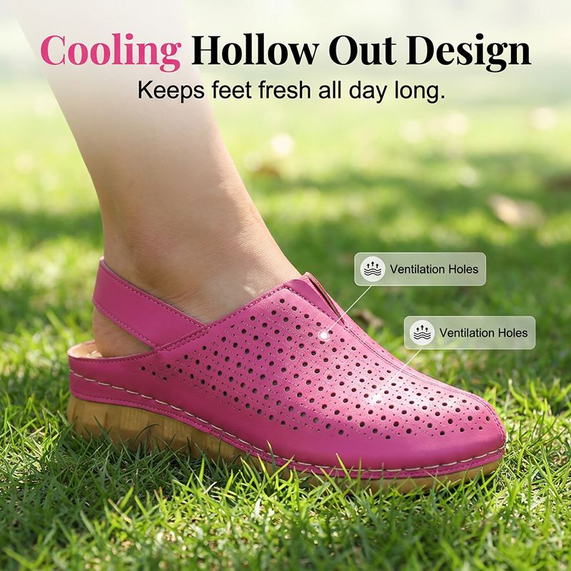 🎉Summer Explosion🏖️Women's Casual Perforated Wedge Slingback Sandals