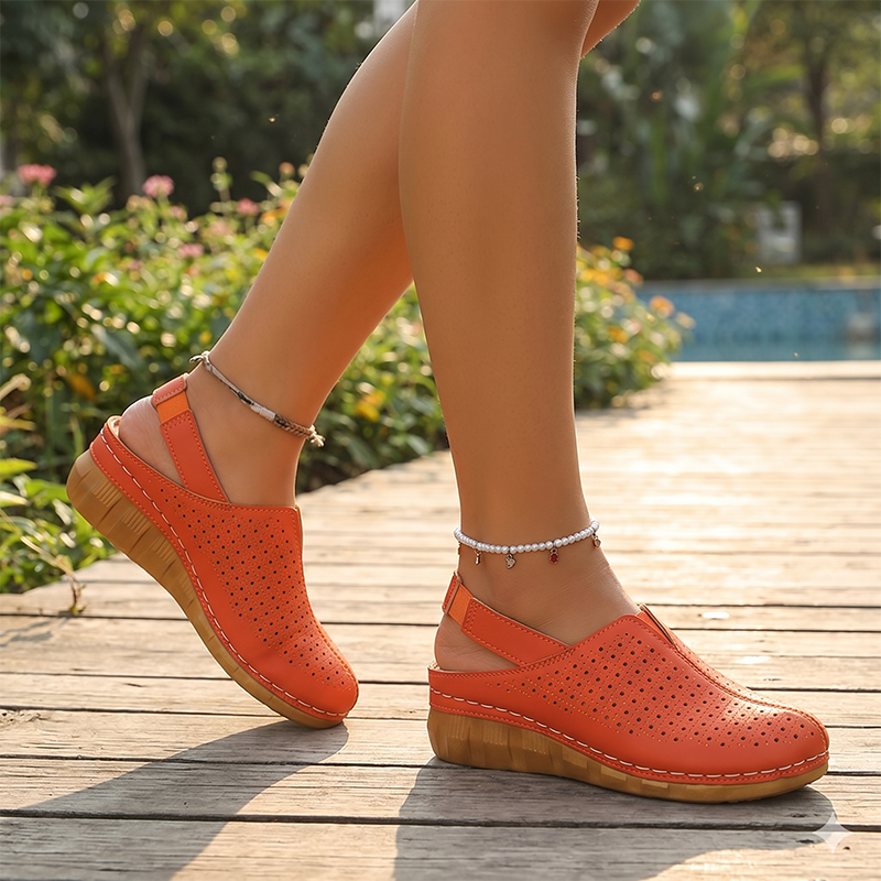 🎉Summer Explosion🏖️Women's Casual Perforated Wedge Slingback Sandals