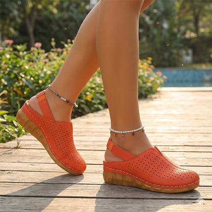 🎉Summer Explosion🏖️Women's Casual Perforated Wedge Slingback Sandals