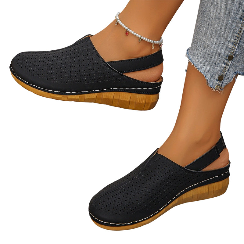 🎉Summer Explosion🏖️Women's Casual Perforated Wedge Slingback Sandals