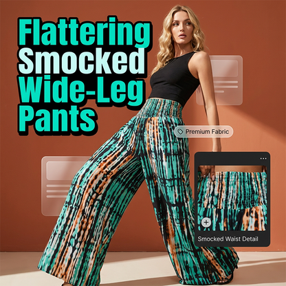 🔥New Arrivals & Special Offers-Women's Smocked High Waist Wide-Leg Pants