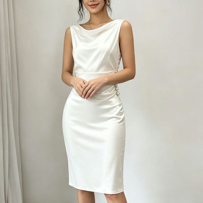 Women's Sleeveless Cowl Neck Midi Dress & Showcasing nobility and luxury