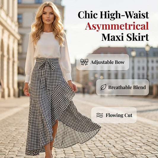 ⏰🔥LIMITED TIME 50% OFF!🔥Women's High-Waist Asymmetrical Ruffle Maxi Skirt