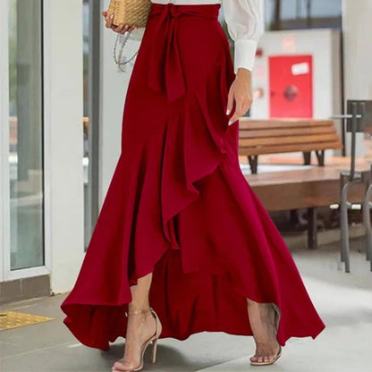 ⏰🔥LIMITED TIME 50% OFF!🔥Women's High-Waist Asymmetrical Ruffle Maxi Skirt