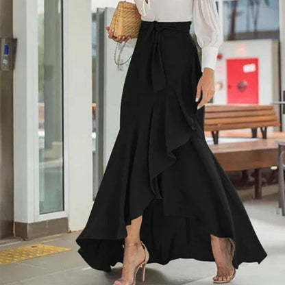 ⏰🔥LIMITED TIME 50% OFF!🔥Women's High-Waist Asymmetrical Ruffle Maxi Skirt