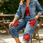 🥳 59% OFF! 🥳 Artistic Flower Wide-Leg Jeans for Women