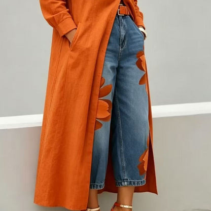 🥳 59% OFF! 🥳 Artistic Flower Wide-Leg Jeans for Women
