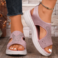 Women's Rhinestone Knit Platform Sandals