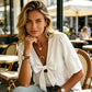 Women's V-Neck Tie-Front Bow Knot Top