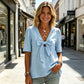 Women's V-Neck Tie-Front Bow Knot Top