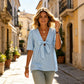 Women's V-Neck Tie-Front Bow Knot Top