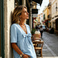 Women's V-Neck Tie-Front Bow Knot Top