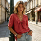 Women's V-Neck Tie-Front Bow Knot Top