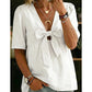 Women's V-Neck Tie-Front Bow Knot Top