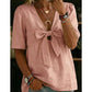 Women's V-Neck Tie-Front Bow Knot Top