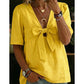 Women's V-Neck Tie-Front Bow Knot Top
