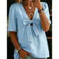 Women's V-Neck Tie-Front Bow Knot Top