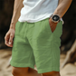 Men's Casual Cotton-Linen Shorts with Drawstring Waist