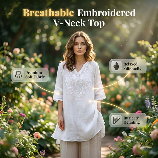 Women's Casual Loose Fit V-Neck Top