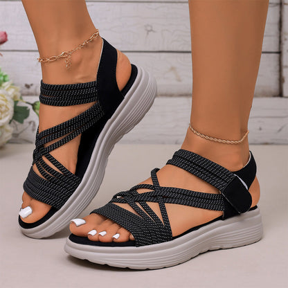 Women's Elastic Strap Platform Sport Sandals