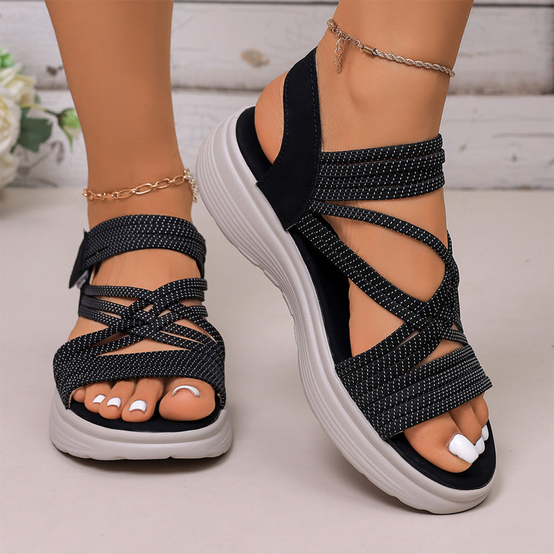 Women's Elastic Strap Platform Sport Sandals