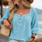 Women's 3/4 Sleeve Square Neck Linen Blouse
