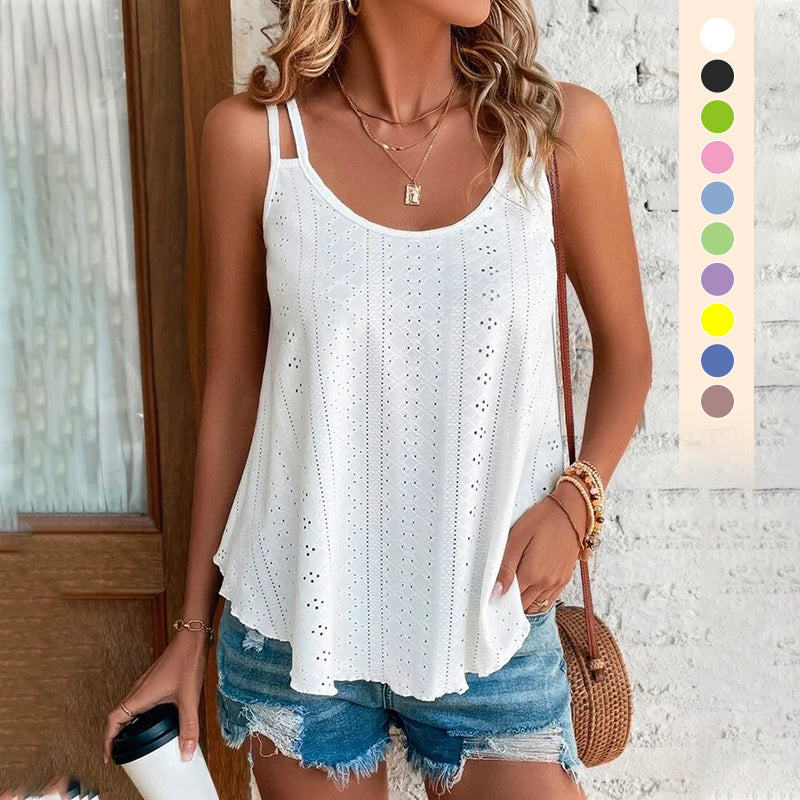 🎁Neuwaren 50% Rabatt💥Mesh Cami Top 🌿✨ – Double Straps, Irregular Hem, Loose Fit, 10 Colours