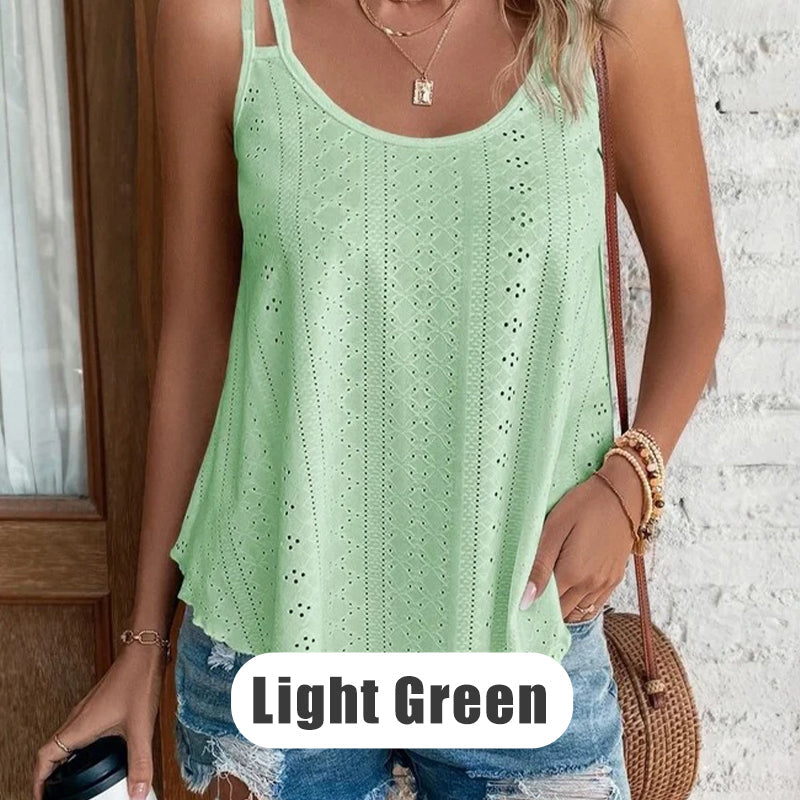 🎁Neuwaren 50% Rabatt💥Mesh Cami Top 🌿✨ – Double Straps, Irregular Hem, Loose Fit, 10 Colours