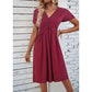Women's V-Neck Cross-Front Pleated Dress