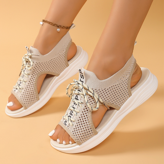 Women's Open-Toe Breathable Knit Wedge Sandals