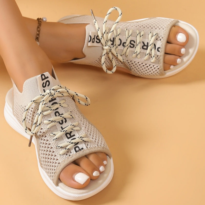 Women's Open-Toe Breathable Knit Wedge Sandals