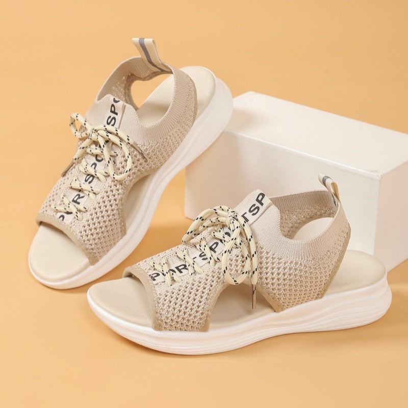 Women's Open-Toe Breathable Knit Wedge Sandals