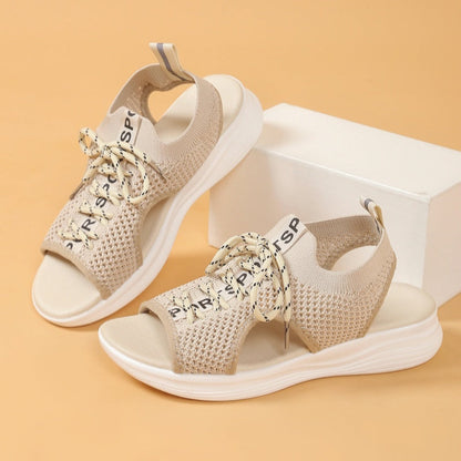 Women's Open-Toe Breathable Knit Wedge Sandals