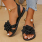 Women Flower Flat Sandals Metal Ankle Strap Summer Shoes