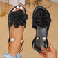 Women Flower Flat Sandals Metal Ankle Strap Summer Shoes