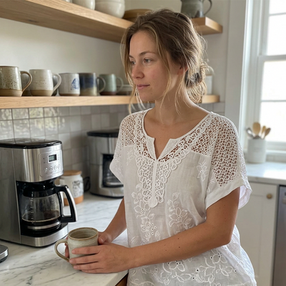 🥳2026 HOT SALE🥳💞50K+ SOLD!🌸👚 50% OFF! Elegant Lace V‑Neck Top – Floral embroidery, relaxed fit & ultra‑soft blend. Flatters every shape – perfect for coffee dates or garden parties! 🕊️✨