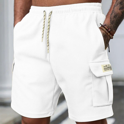 Men's Casual Textured Cargo Shorts with Drawstring