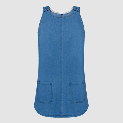 👗 LIMITED-TIME 50% OFF! ✨ Women's Casual Denim Pinafore Dress – A-Line Silhouette, Front Pockets, Relaxed Fit 🌿